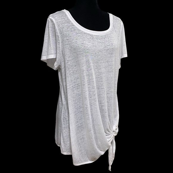 Caslon White Burnout Side Tie Scoop Neck T Shirt Size XL Boho Casual - Picture 7 of 12